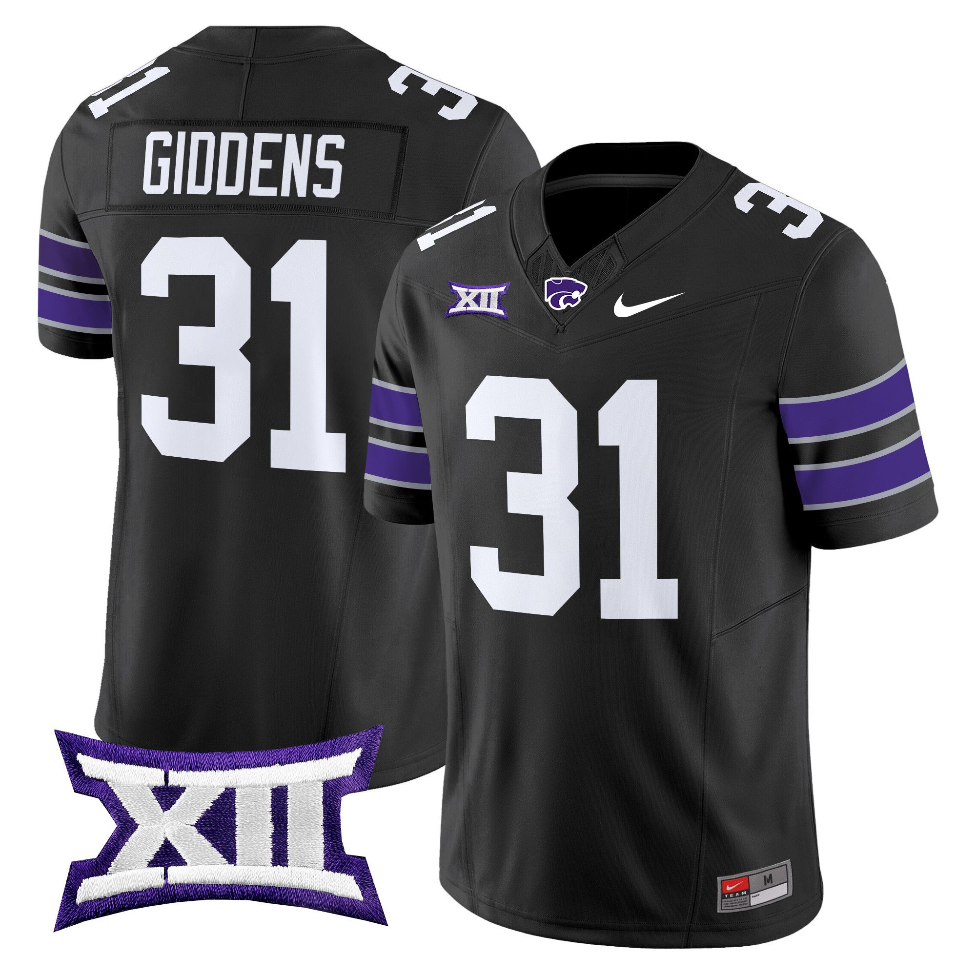 Men Kansas State Wildcats #31 Giddens Black Nike 2024 Vapor Limited NCAA Jersey style 1